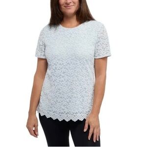 Teddi Rose Ladies' light blue Floral Lace Short Sleeve Fully Lined Top SZ: XL